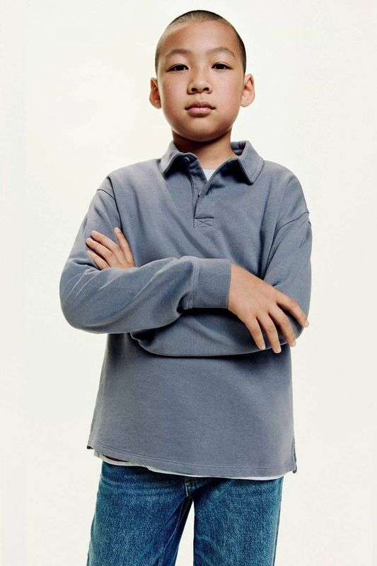 Mango - Kids - Polo - Middenblauw - Lange Mouwen