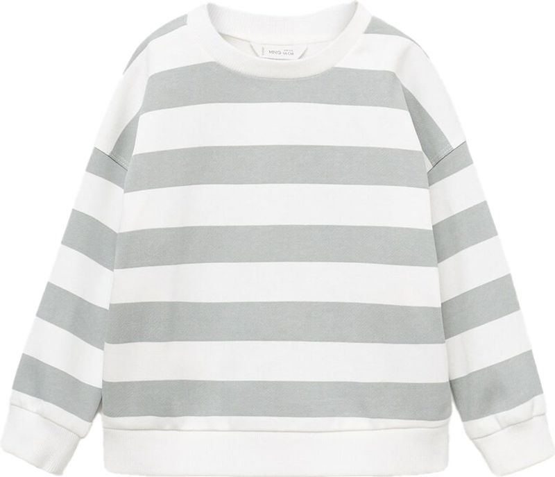MANGO KIDS - Sweatshirt - Grijs/Wit - Losse Pasvorm - Lange Mouw