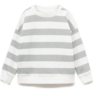 MANGO KIDS - Sweatshirt - Grijs/Wit - Losse Pasvorm - Lange Mouw