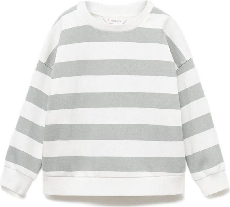 MANGO KIDS - Sweatshirt - Grijs/Wit - Losse Pasvorm - Lange Mouw