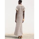 Mango - Maxi Jurk - Ecru - Katoen - Korte Mouwen