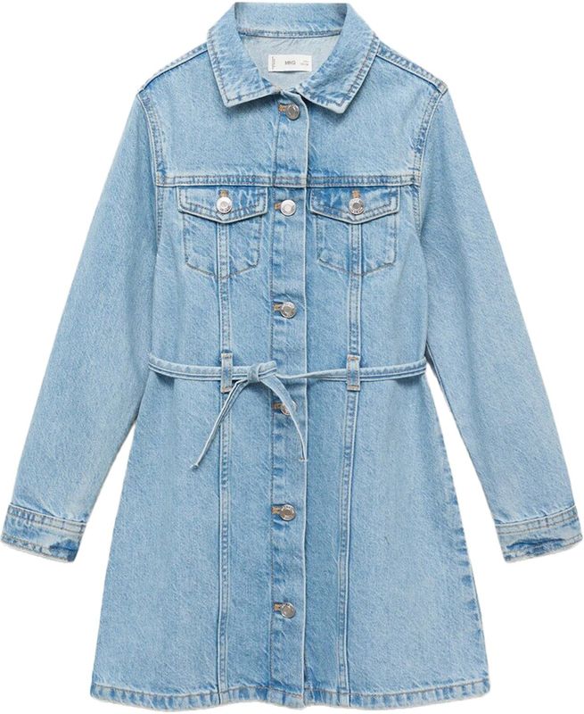 Mango - Jerseyjurk - Denim Look - Lange Mouwen - Katoen