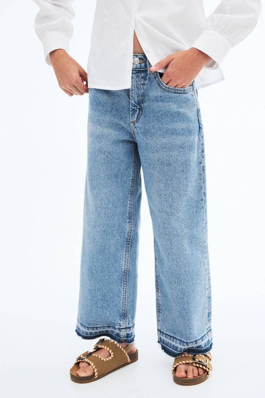 Mango Kids - Jeans - Blauw - 100% Katoen - Wijde Pijpen