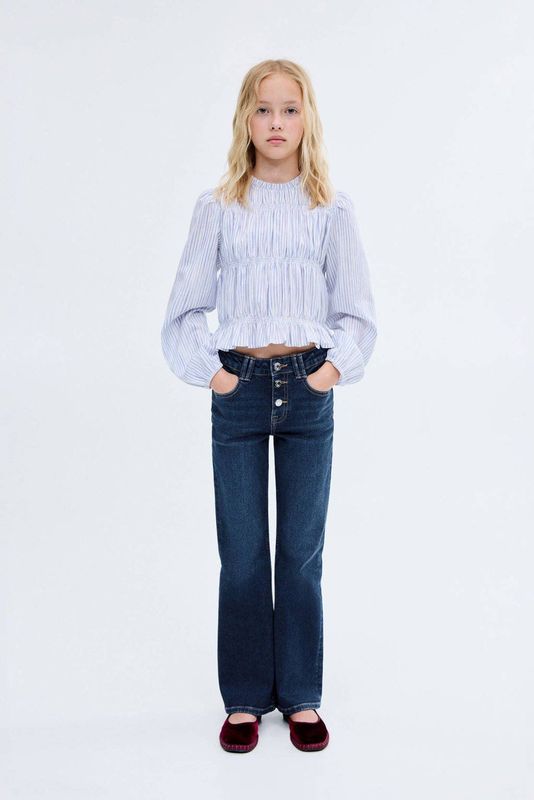 Jeans - Effen - Denim - Heavy Washed - Flared