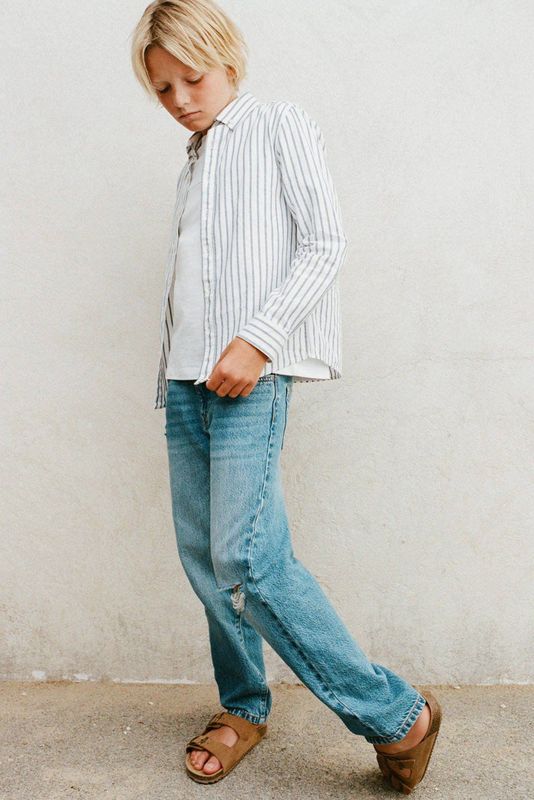 Mango Kids - Overhemd - Middenblauw - Lange Mouwen - 100% Katoen