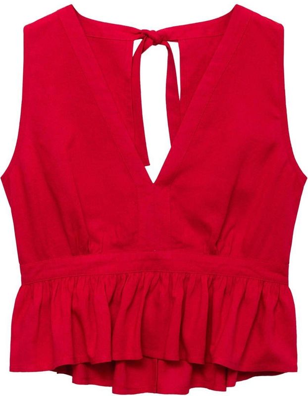 MANGO TEEN - Peplum Top - Mouwloos - V-hals - Open Detail Achterkant