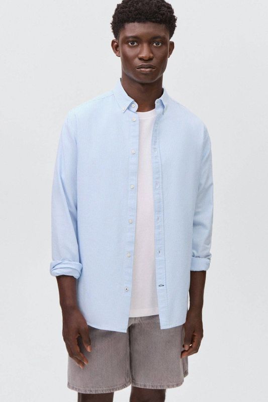 MANGO TEEN - Overhemd - Lichtblauw - 100% Katoen - Lange Mouwen