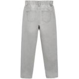 Mango - Kids - Jeans - Blauw - 100% Katoen, Regular Fit, Hoge Taille, Paperbag Tailleband