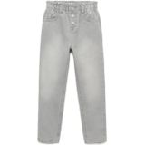 Mango - Kids - Jeans - Blauw - 100% Katoen, Regular Fit, Hoge Taille, Paperbag Tailleband