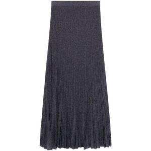 Mango - Plissé Rok - Marine - Glitter - Semi-transparant