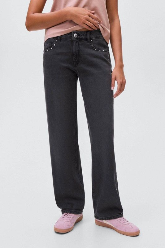 MANGO TEEN - Jeans - Grijs - Straight Fit - 100% Katoen