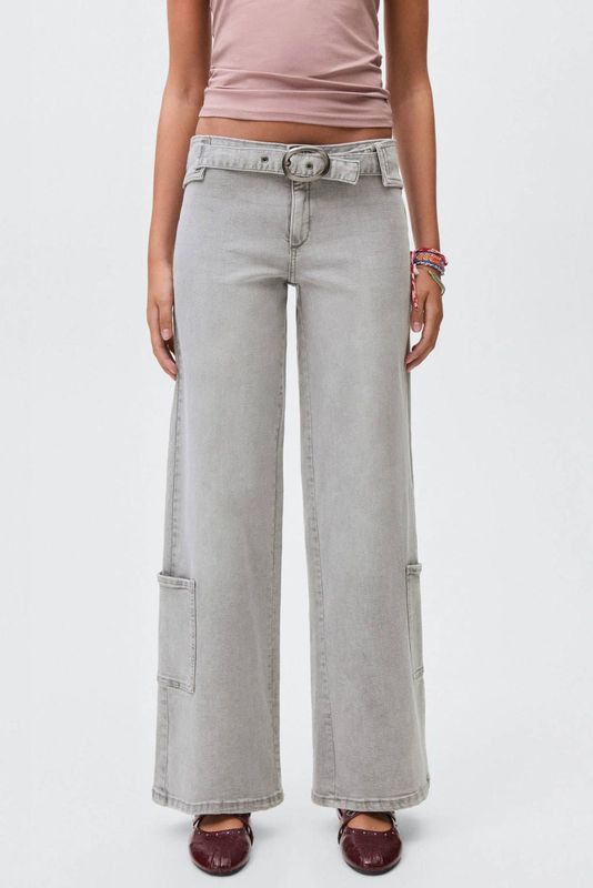 MANGO TEEN - Wide Leg Jeans - Grijs Denim