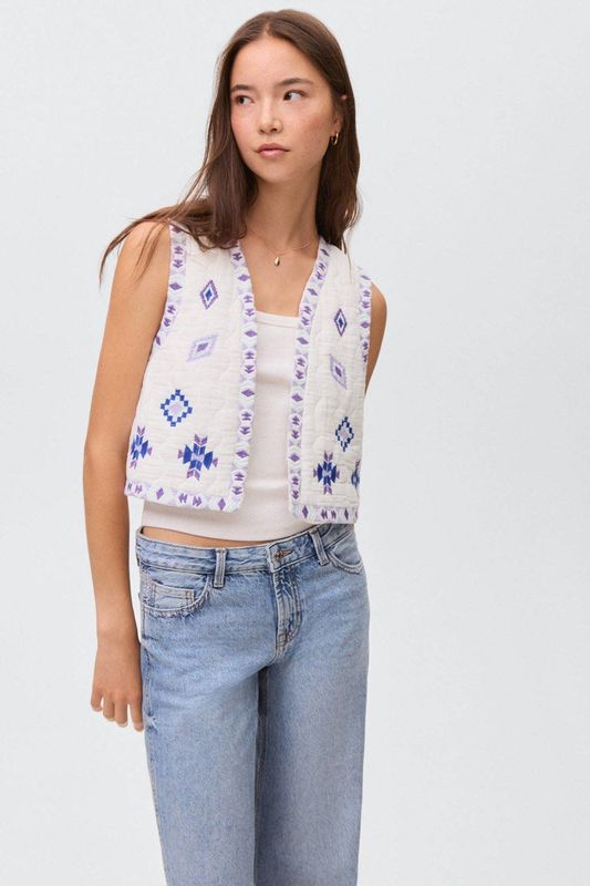 MANGO TEEN - Gilet - Wit - Mouwloos - Licht Gewatteerd - 100% Katoen