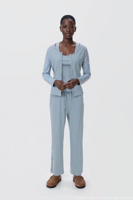 MANGO TEEN - Pyjamaset - Lichtblauw/Wit