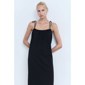 Mango - Maxi Jurk - Zwart - Mouwloos - Ronde Hals - 100% Katoen Jersey