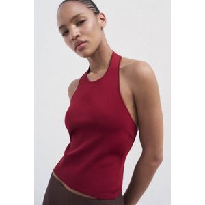 Mango haltertop donkerrood