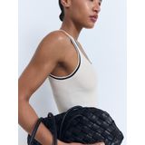 Mango - Top - Beige - Mouwloos - Viscose en Polyester