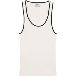 Mango - Top - Beige - Mouwloos - Viscose en Polyester
