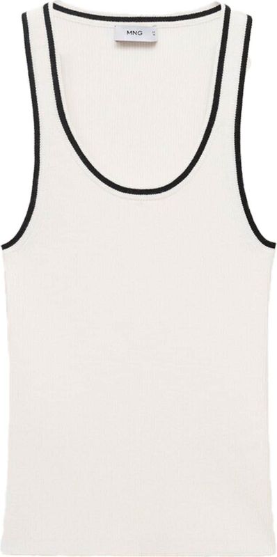 Mango - Top - Beige - Mouwloos - Viscose en Polyester