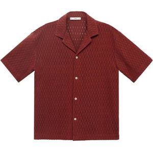 Mango Man - Casual Overhemd - Donkerrood - Katoen - Regular Fit