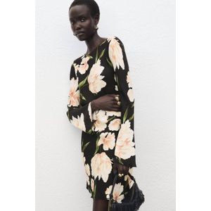 Mango - Mini Jurk - Zwart - Lange Mouwen - Viscose