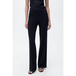 Mango - Flared High Waist Broek - Marine - Viscose