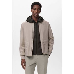 Mango Man - Bomberjack - Beige - Lange Mouw - Opstaande Kraag