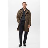 MANGO MAN - Tussenjas - Kaki - Klassieke Mantel - Licht Gevoerd