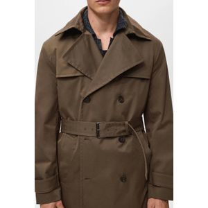 MANGO MAN - Tussenjas - Kaki - Klassieke Mantel - Licht Gevoerd