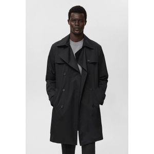 Mango Man - Manteljas - Zwart - Heren - Knoopsluiting - Lange Mouwen