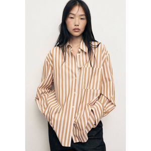 Mango - Blouse - Oker - Lange Mouwen - Katoen en Lyocell