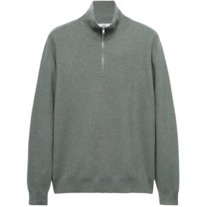 Mango Man - Fijn Gebreide Trui - Groen - Regular Fit - Lange Mouwen