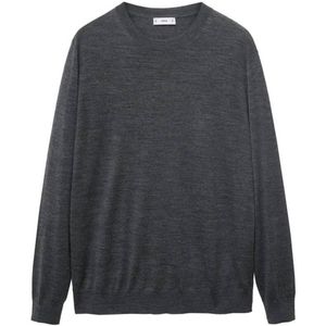 Mango Man - Gebreide Trui - Grijs - 100% Wol