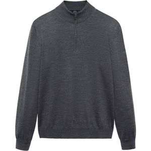Mango Man - Gebreide Trui - Grijs - 100% Wol