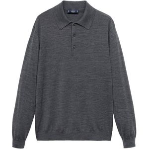 Mango Man regular polo met wol grijs