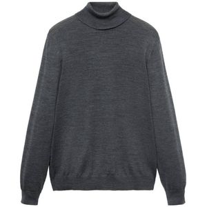 Mango Man - Coltrui - Grijs - Fijn Gebreid - 100% Wol
