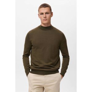 Mango Man trui met wol gebreid donkergroen