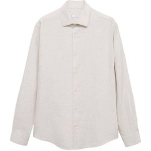 Mango Man - Linnen Casual Overhemd - Ecru