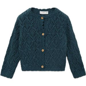Mango Kids - Vest - Katoen en Acryl - Met Knoopsluiting