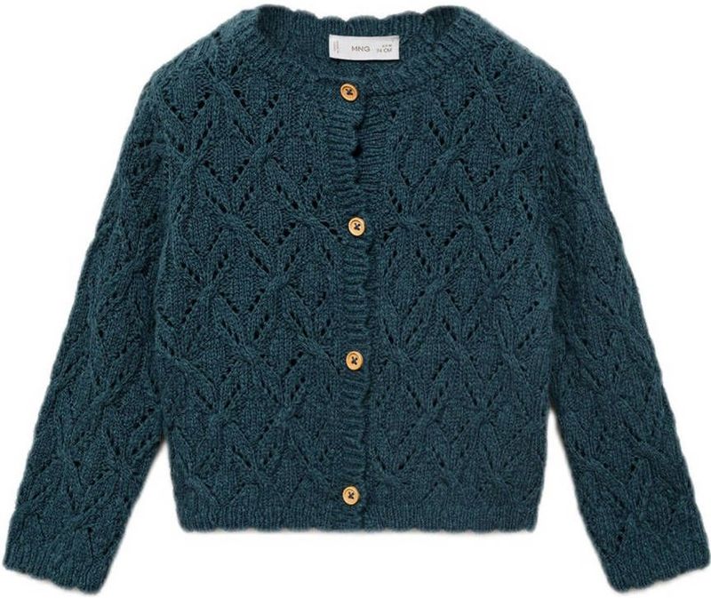 Mango Kids - Vest - Katoen en Acryl - Met Knoopsluiting