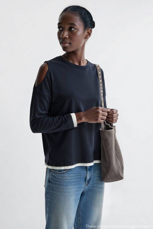 MANGO TEEN - Top - Katoen - Lange Mouwen - Ronde Hals