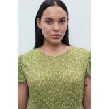 Mango - Zomerjurk - Groen - Korte Mouwen - Ronde Hals