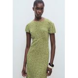 Mango - Zomerjurk - Groen - Korte Mouwen - Ronde Hals