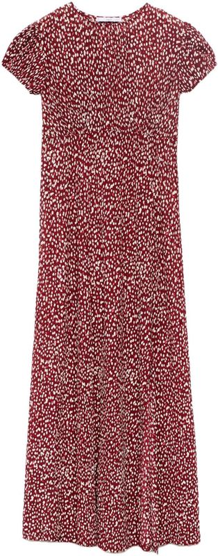 Mango - Zomerjurk - Rood - Midi Lengte - Korte Mouwen