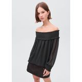 MANGO TEEN - Off Shoulder Top - Antraciet - Lange Mouwen
