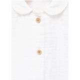 Mango Kids - Blouse - Ivoor - 100% Katoen - Lange Mouwen - Peter Pan-kraag