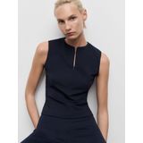 MANGO - Top 'BRIN' - Navy - Mouwloos - Slanke Pasvorm