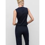 MANGO - Top 'BRIN' - Navy - Mouwloos - Slanke Pasvorm