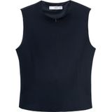 MANGO - Top 'BRIN' - Navy - Mouwloos - Slanke Pasvorm