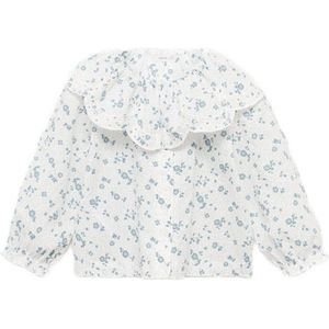 Mango Kids - Blouse - Wit - 100% Katoen - Ronde Hals - Rechte Mouwen